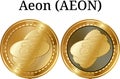 Set of physical golden coin Aeon AEON