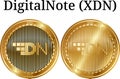 Set of physical golden coin DigitalNote XDN Royalty Free Stock Photo