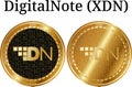 Set of physical golden coin DigitalNote (XDN) Royalty Free Stock Photo