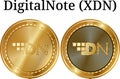 Set of physical golden coin DigitalNote XDN Royalty Free Stock Photo