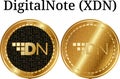 Set of physical golden coin DigitalNote XDN Royalty Free Stock Photo