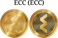 Set of physical golden coin ECC ECC Royalty Free Stock Photo