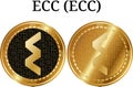 Set of physical golden coin ECC ECC Royalty Free Stock Photo
