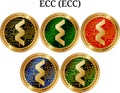 Set of physical golden coin ECC ECC Royalty Free Stock Photo