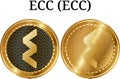 Set of physical golden coin ECC ECC Royalty Free Stock Photo