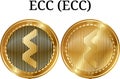 Set of physical golden coin ECC ECC Royalty Free Stock Photo