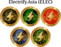 Set of physical golden coin Electrify.Asia ELEC Royalty Free Stock Photo