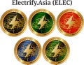 Set of physical golden coin Electrify.Asia ELEC