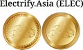 Set of physical golden coin Electrify.Asia ELEC Royalty Free Stock Photo