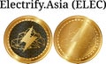 Set of physical golden coin Electrify.Asia ELEC Royalty Free Stock Photo