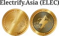 Set of physical golden coin Electrify.Asia ELEC Royalty Free Stock Photo