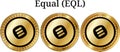 Set of physical golden coin Equal (EQL) Royalty Free Stock Photo
