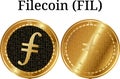 Set of physical golden coin Filecoin (FIL)