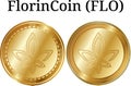 Set of physical golden coin FlorinCoin FLO