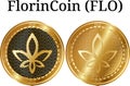 Set of physical golden coin FlorinCoin FLO