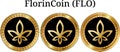 Set of physical golden coin FlorinCoin FLO