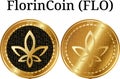 Set of physical golden coin FlorinCoin FLO