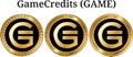 Set of physical golden coin GameCredits GAME