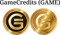 Set of physical golden coin GameCredits GAME