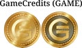 Set of physical golden coin GameCredits GAME