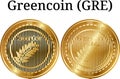 Set of physical golden coin Greencoin GRE