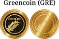 Set of physical golden coin Greencoin GRE