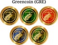 Set of physical golden coin Greencoin GRE