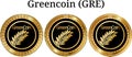 Set of physical golden coin Greencoin GRE