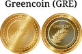 Set of physical golden coin Greencoin GRE