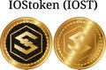 Set of physical golden coin IOStoken IOST