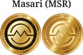 Set of physical golden coin Masari (MSR) Royalty Free Stock Photo