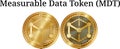 Set of physical golden coin Measurable Data Token MDT