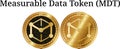 Set of physical golden coin Measurable Data Token MDT