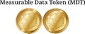 Set of physical golden coin Measurable Data Token MDT