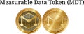 Set of physical golden coin Measurable Data Token MDT