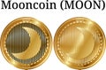 Set of physical golden coin Mooncoin MOON