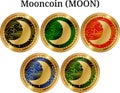 Set of physical golden coin Mooncoin (MOON)