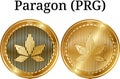 Set of physical golden coin Paragon (PRG) Royalty Free Stock Photo