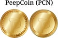 Set of physical golden coin PeepCoin PCN