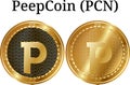 Set of physical golden coin PeepCoin PCN