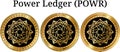 Set of physical golden coin Power Ledger POWR