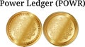 Set of physical golden coin Power Ledger POWR