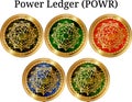 Set of physical golden coin Power Ledger POWR