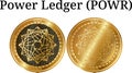 Set of physical golden coin Power Ledger (POWR)