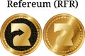 Set of physical golden coin Refereum RFR Royalty Free Stock Photo