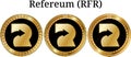 Set of physical golden coin Refereum (RFR) Royalty Free Stock Photo