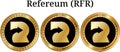 Set of physical golden coin Refereum RFR Royalty Free Stock Photo