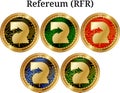 Set of physical golden coin Refereum RFR Royalty Free Stock Photo