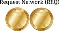 Set of physical golden coin Request Network REQ