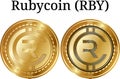 Set of physical golden coin Rubycoin RBY